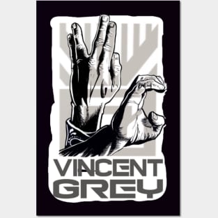 Vincent Grey Hand Logo Posters and Art